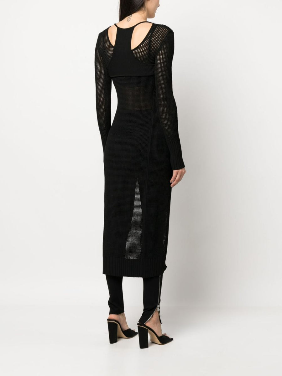 Knit Long Cardigan For Women By AndreAdamo Semi Sheer Racerback Front Tie Versatile Layering