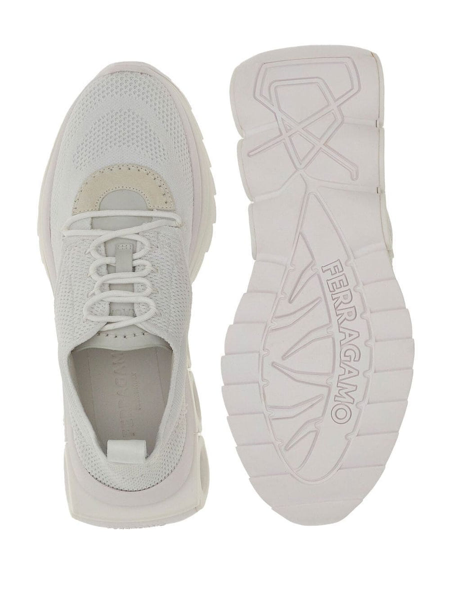 Ferragamo Nima Sneakers Unisex Luxury Low Top With Signature Gancini Plaque White