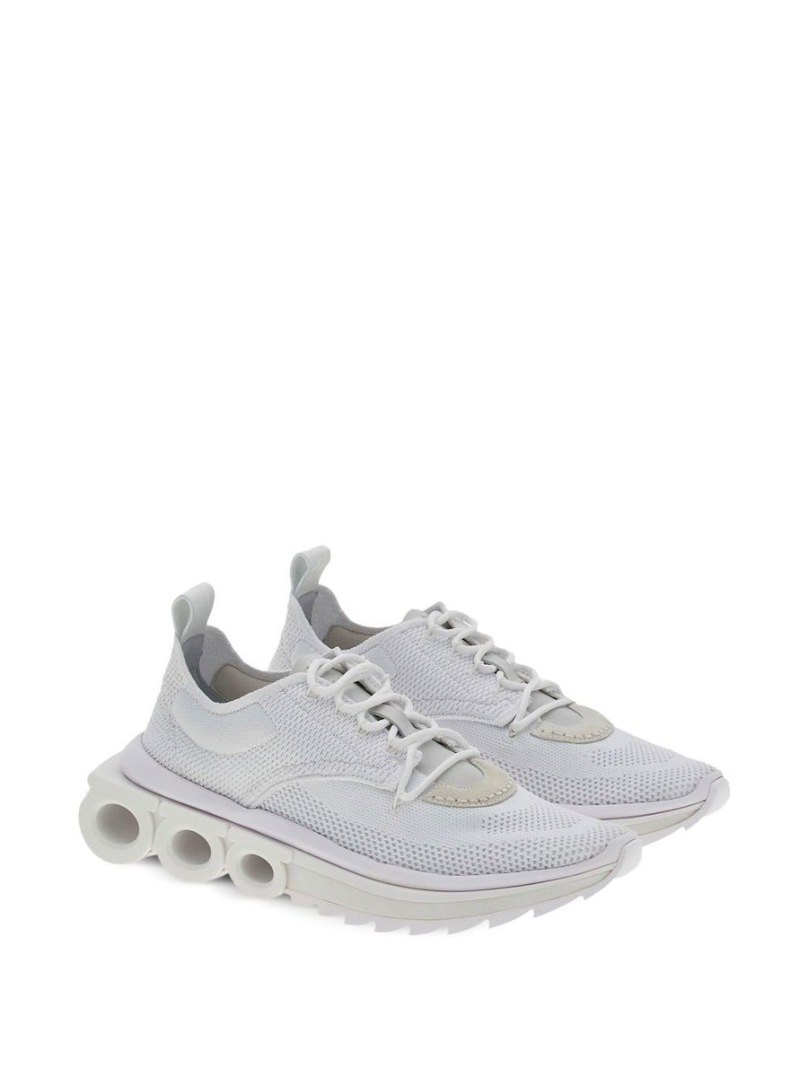 Ferragamo Nima Sneakers Unisex Luxury Low Top With Signature Gancini Plaque White