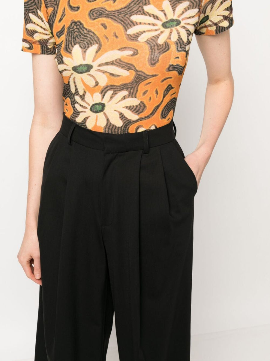 AZ Factory With Lutz Huelle Wide Leg Wool Trousers For Women High Waist Tailored Virgin Wool
