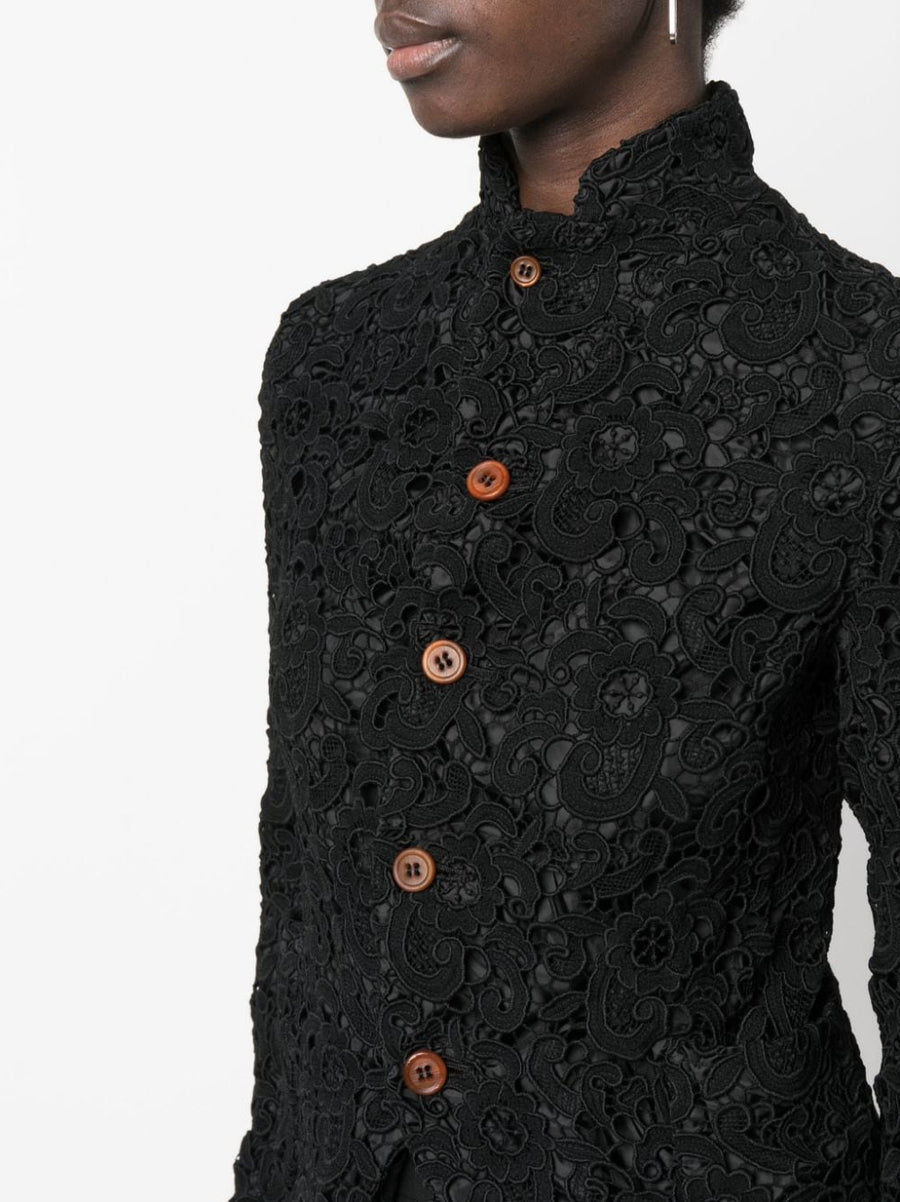 Comme Comme Floral Embroidered Black Single Breasted Jacket For Women Deluxe Luxury Tailoring