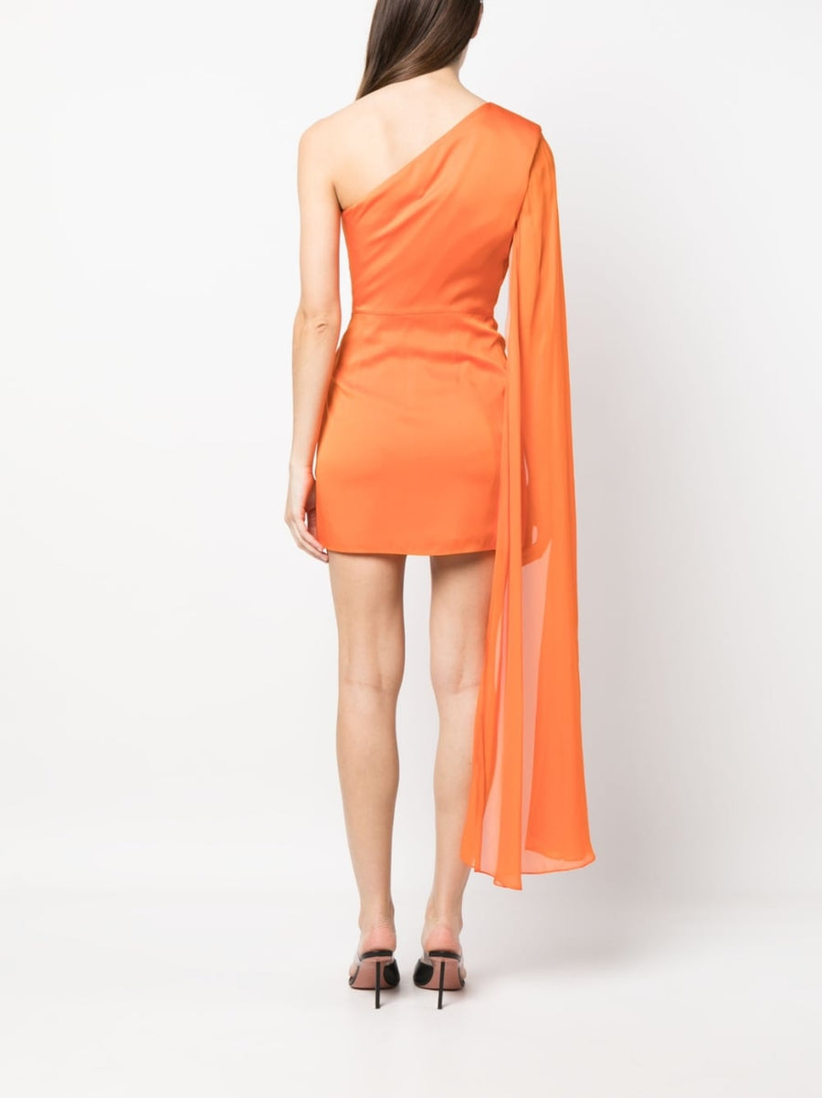 Roland Mouret One Shoulder Asymmetric Silk Crepe Mini Dress Orange For Women Runway Inspired
