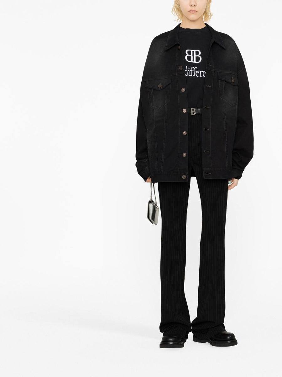 Balenciaga Pinstripe Straight Leg Trousers With High Rise Tailored Fit For Women