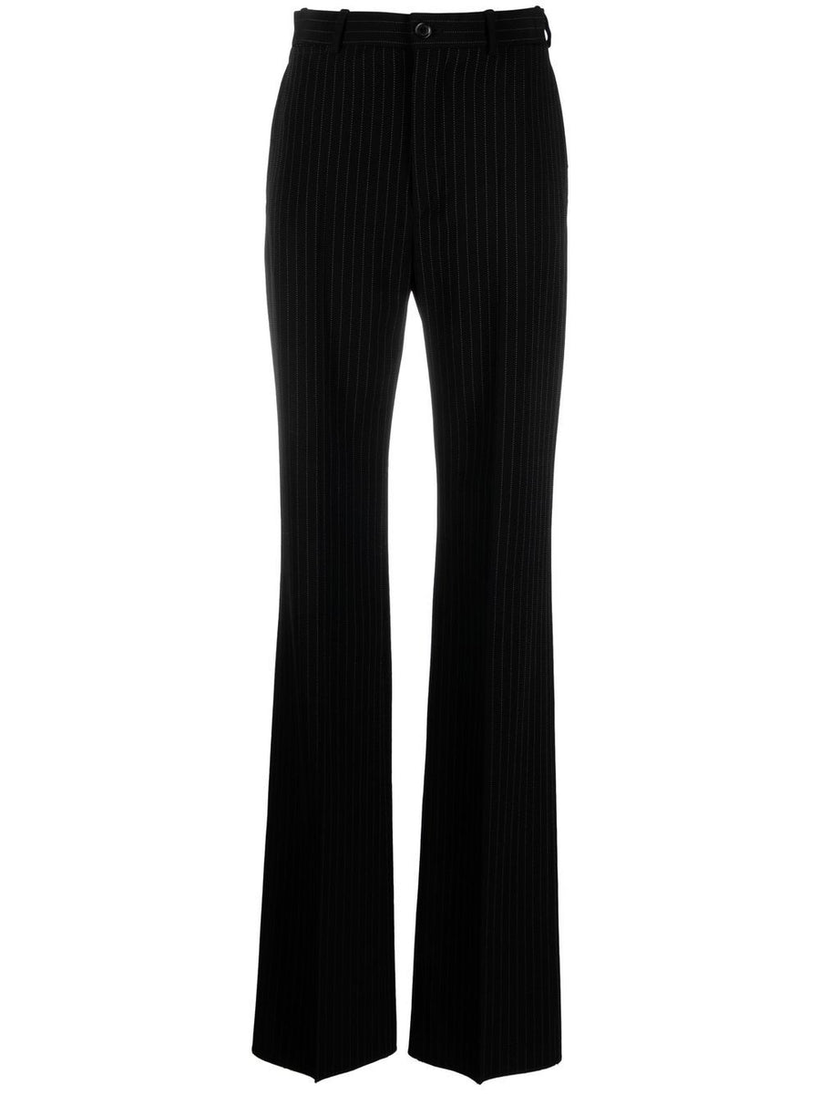 Balenciaga Pinstripe Straight Leg Trousers With High Rise Tailored Fit For Women