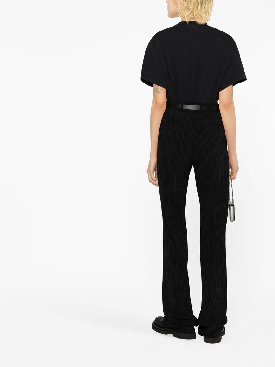Balenciaga Pinstripe Straight Leg Trousers With High Rise Tailored Fit For Women