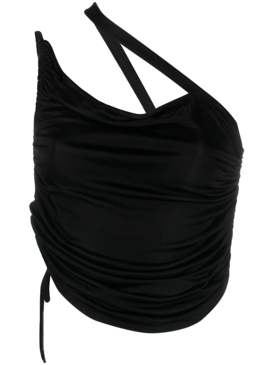 AndreĀdamo Women's Cropped Jersey Top One-Shoulder with Tie Details, Day-to-Night Chic