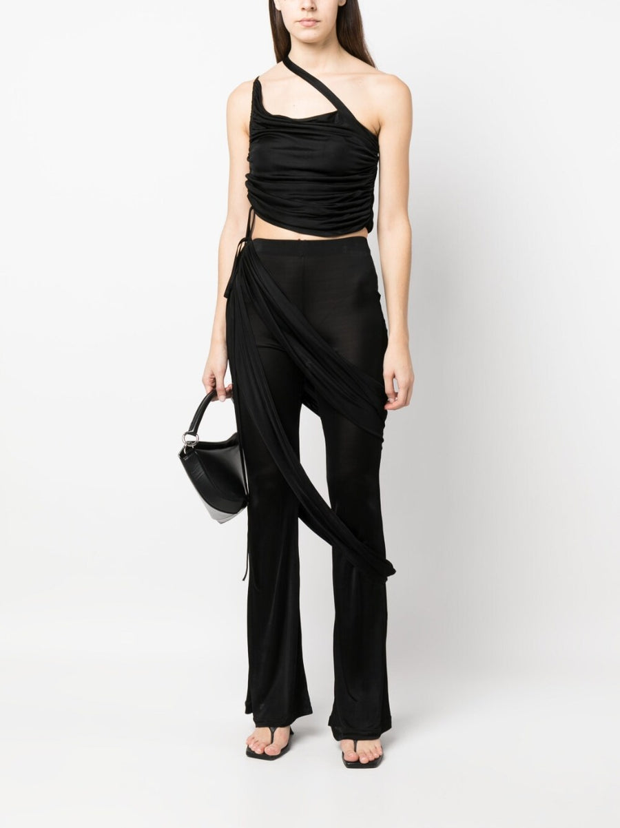 AndreĀdamo Women's Cropped Jersey Top One-Shoulder with Tie Details, Day-to-Night Chic
