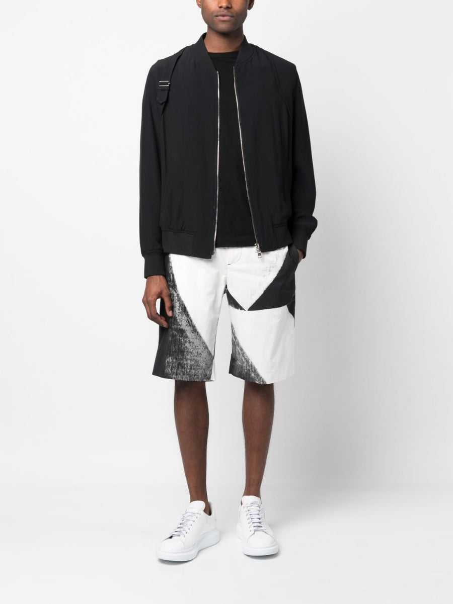 Alexander McQueen Abstract Print Bermuda Shorts For Men Premium Cotton Knee Length
