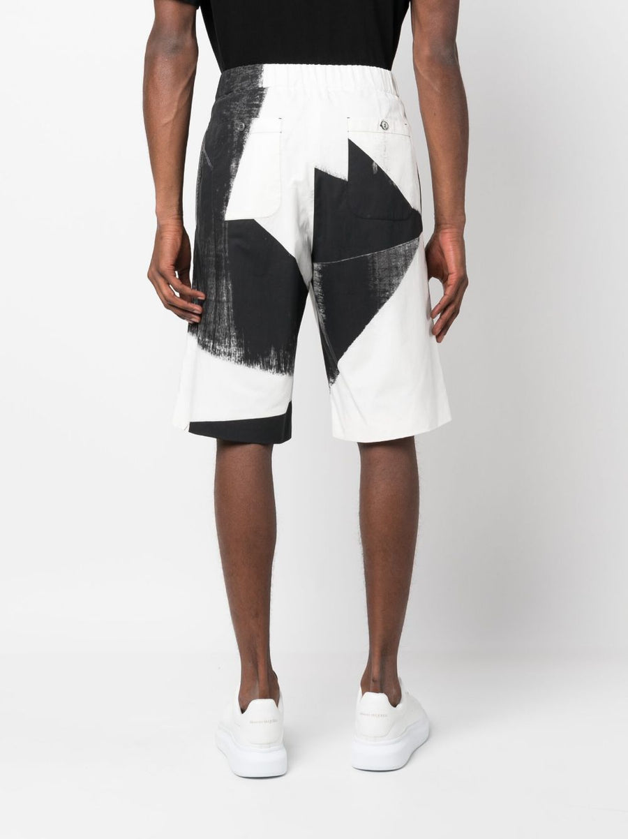 Alexander McQueen Abstract Print Bermuda Shorts For Men Premium Cotton Knee Length
