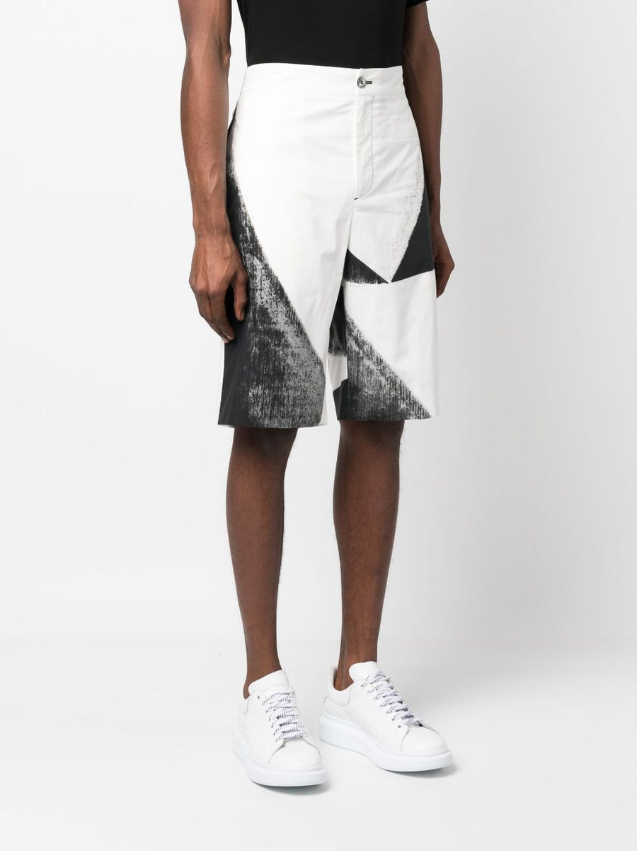 Alexander McQueen Abstract Print Bermuda Shorts For Men Premium Cotton Knee Length