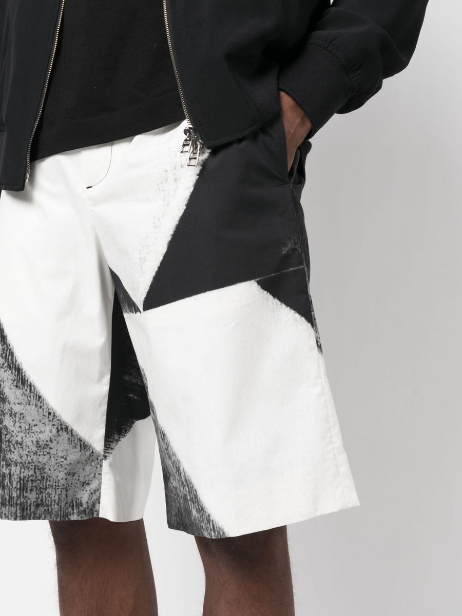 Alexander McQueen Abstract Print Bermuda Shorts For Men Premium Cotton Knee Length