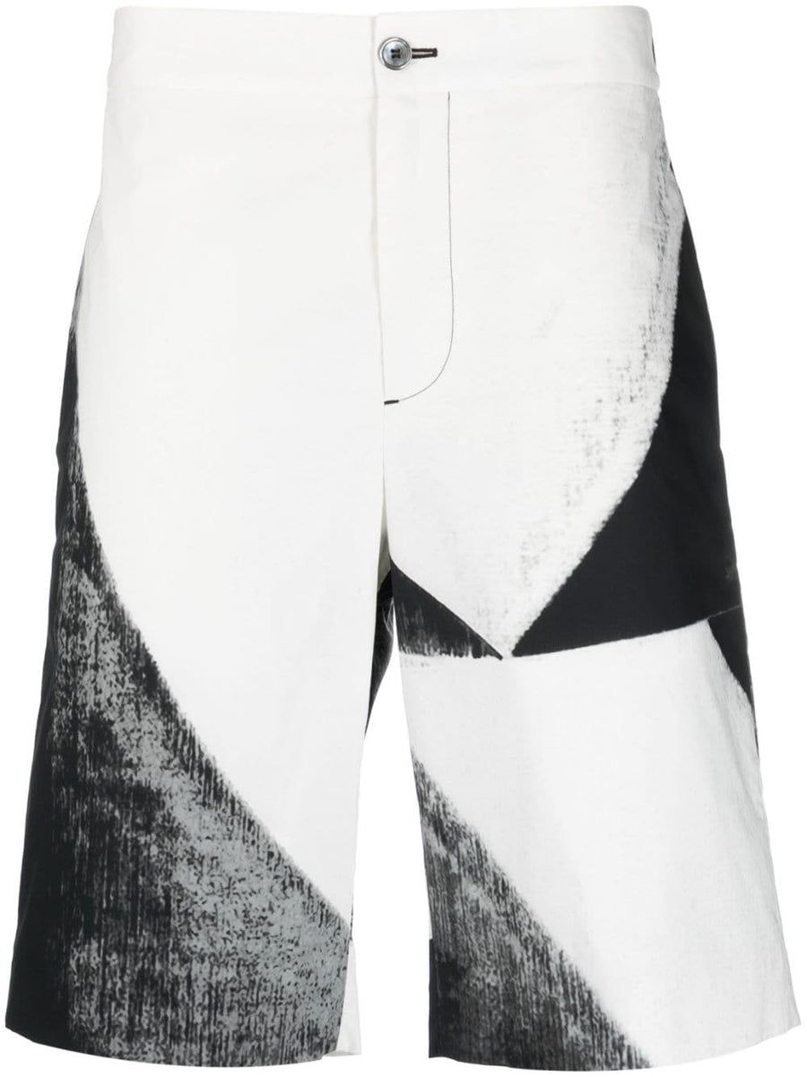 Alexander McQueen Abstract Print Bermuda Shorts For Men Premium Cotton Knee Length