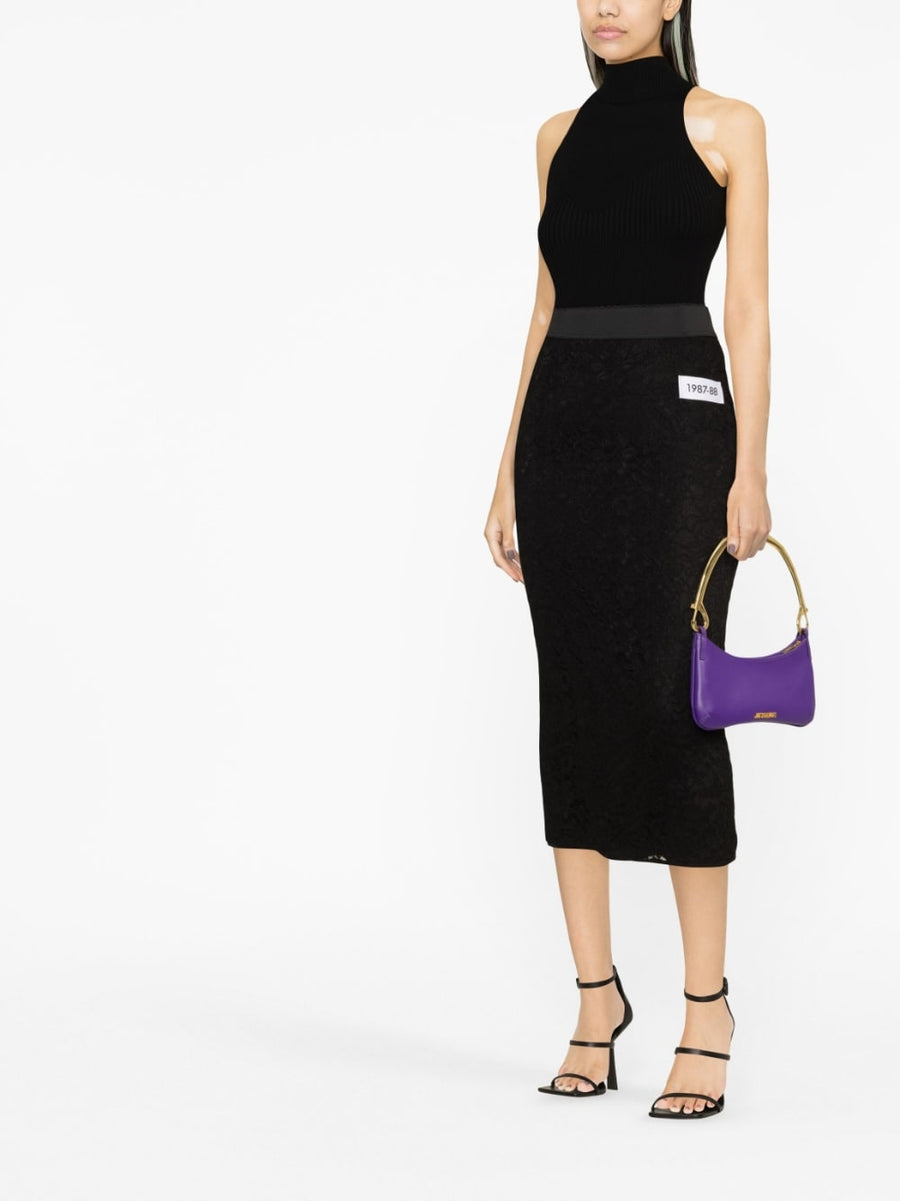 Dolce And Gabbana Black High Waisted Pencil Skirt With Elastic Waistband For Office And Evening Wear For Women