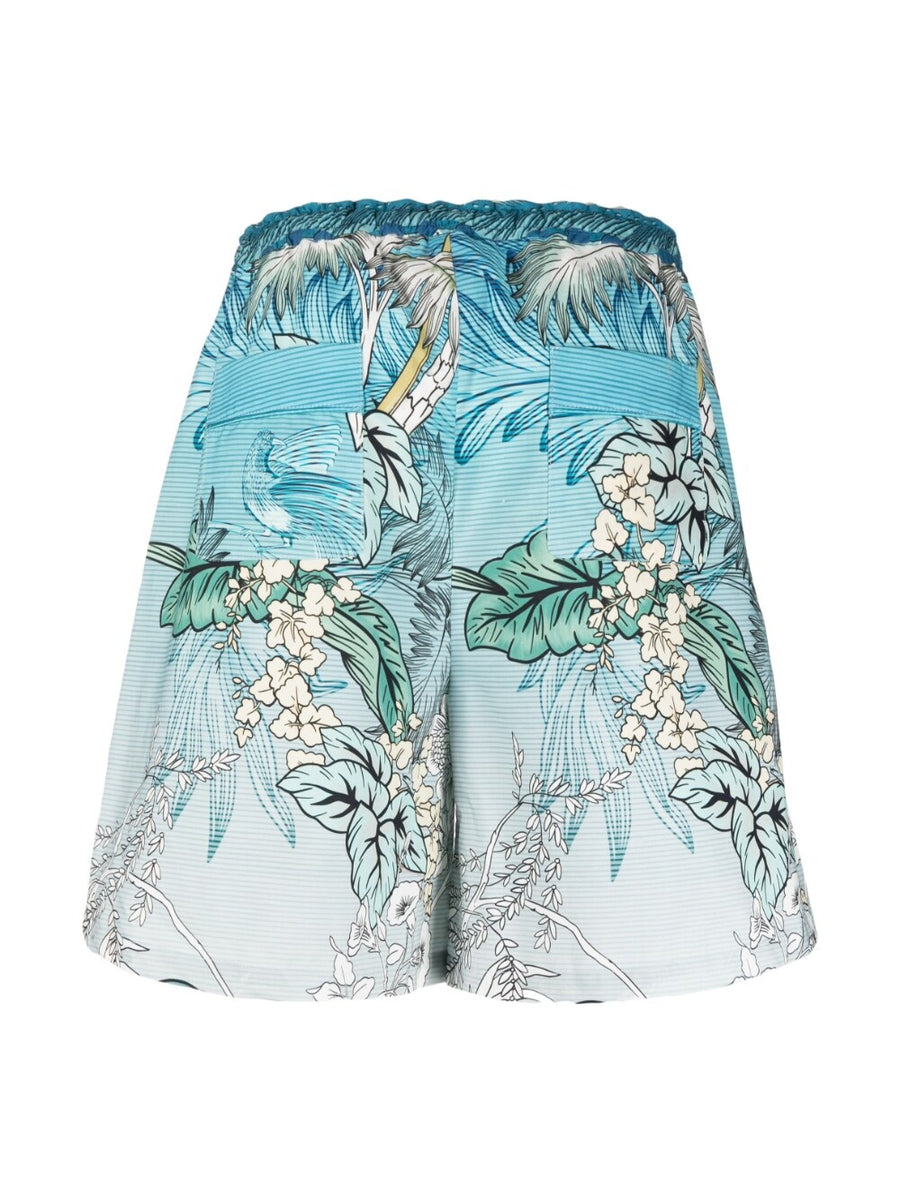 F.R.S. Printed Cotton Shorts For Women With Drawstring Waist Breathable Comfort Japanese Branch Motif