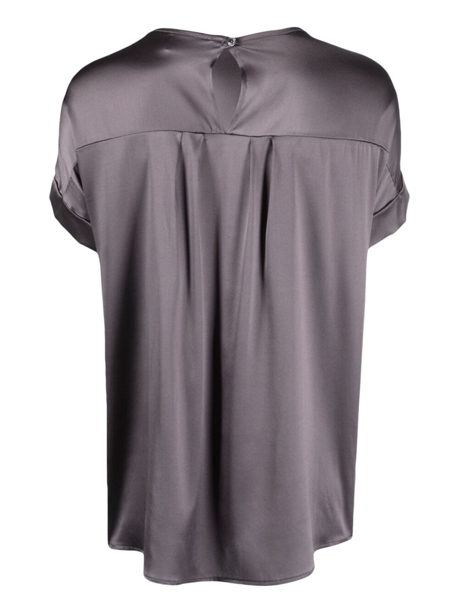 Snobby Sheep Silk Crewneck Top for Women, Premium Silk Blend with Luxurious Satin Finish
