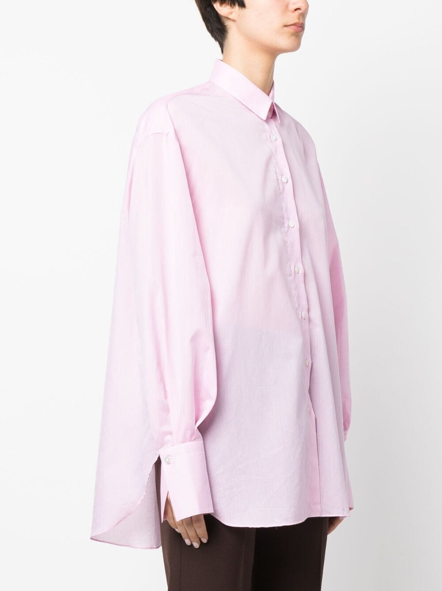 Finamore 1925 Napoli Cotton Shirt For Women Luxury Soft Pink Oversize Tailored Button Up