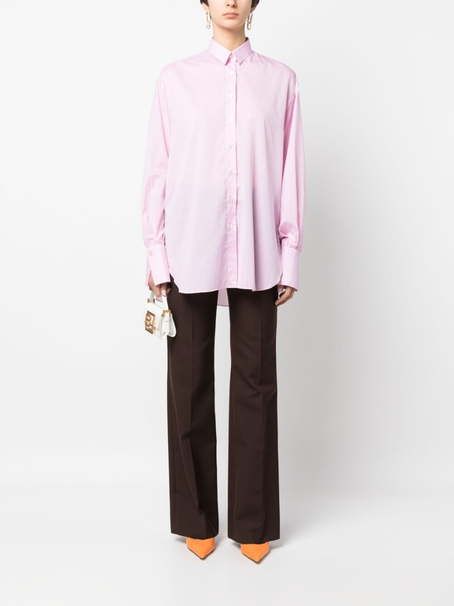 Finamore 1925 Napoli Cotton Shirt For Women Luxury Soft Pink Oversize Tailored Button Up