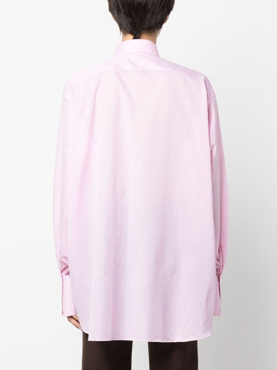 Finamore 1925 Napoli Cotton Shirt For Women Luxury Soft Pink Oversize Tailored Button Up