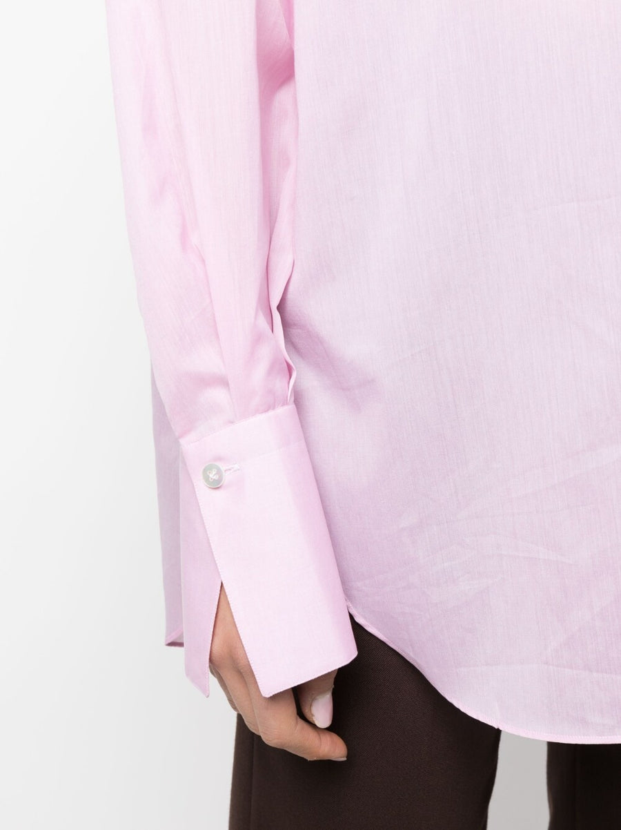 Finamore 1925 Napoli Cotton Shirt For Women Luxury Soft Pink Oversize Tailored Button Up