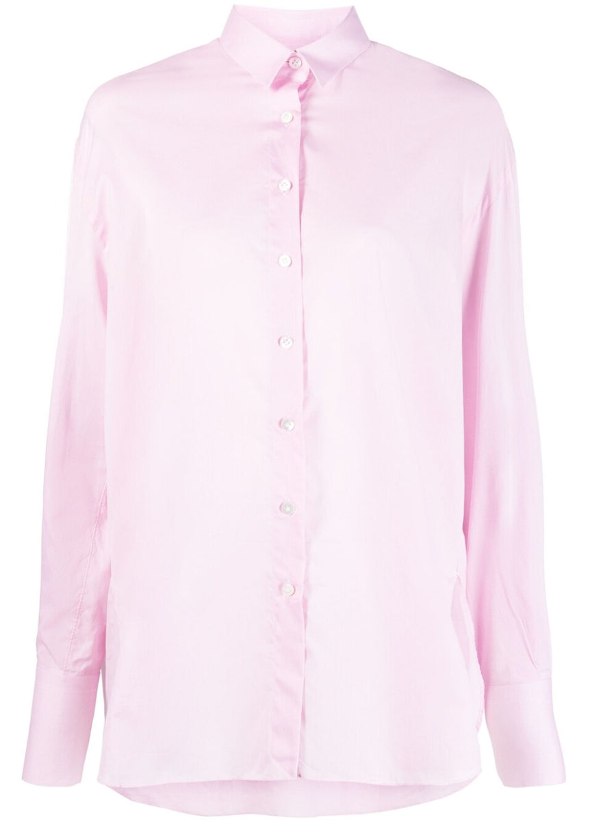 Finamore 1925 Napoli Cotton Shirt For Women Luxury Soft Pink Oversize Tailored Button Up