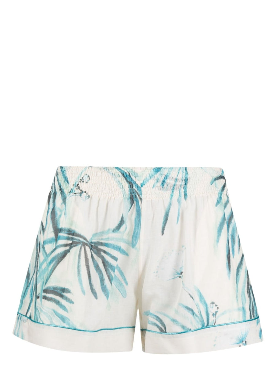 F.R.S. Printed Drawstring Cotton Palazzo Shorts For Women Breathable Resort Style With Japanese Branch Print