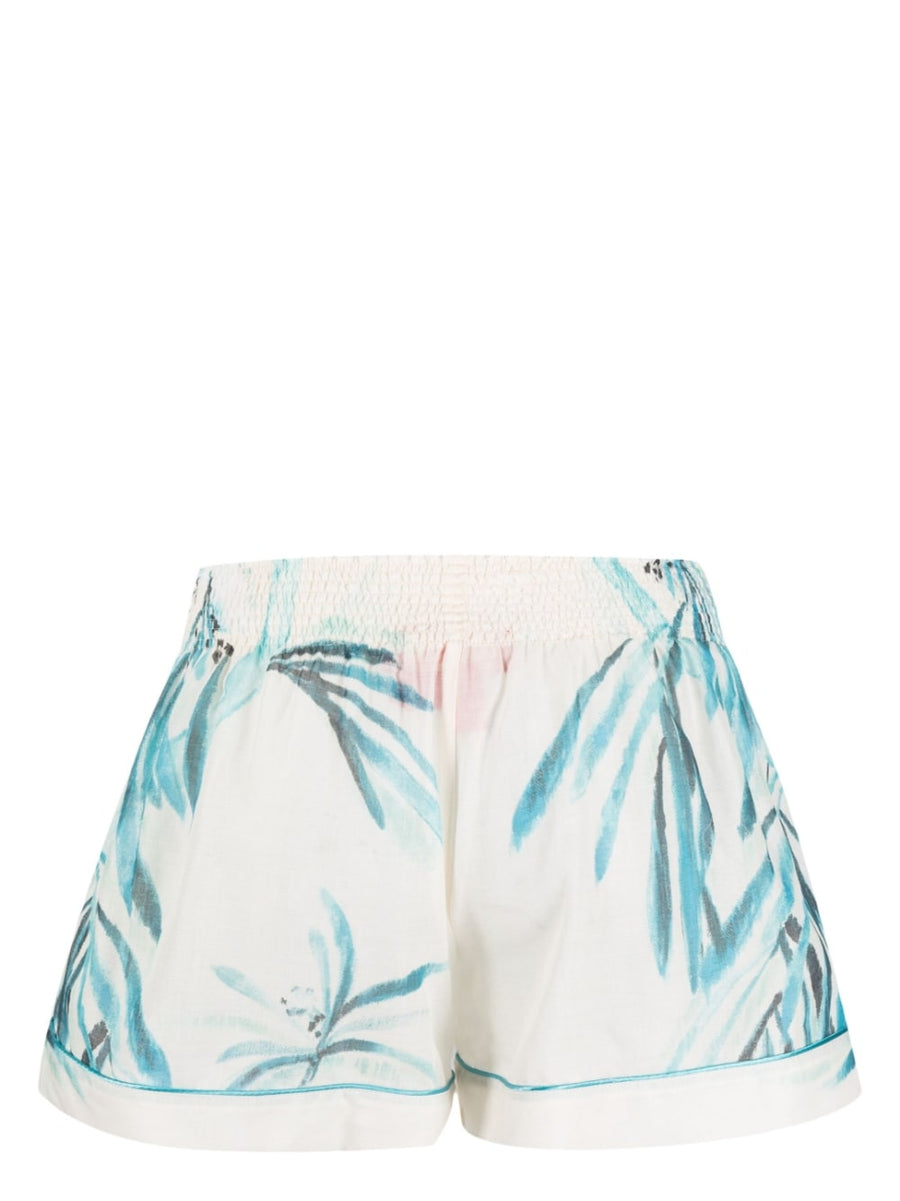F.R.S. Printed Drawstring Cotton Palazzo Shorts For Women Breathable Resort Style With Japanese Branch Print