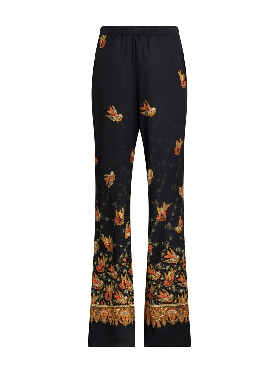 Etro Silk Paisley Straight Trousers For Women All Over Graphic Print Luxury Dress Pants
