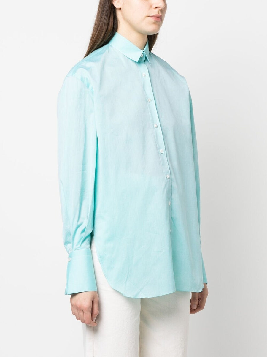 Finamore 1925 Napoli Mussola Cotton Shirt For Women Lightweight Green Versatile Wardrobe Essential