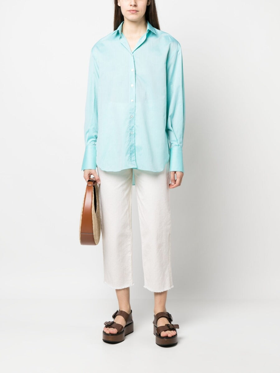 Finamore 1925 Napoli Mussola Cotton Shirt For Women Lightweight Green Versatile Wardrobe Essential