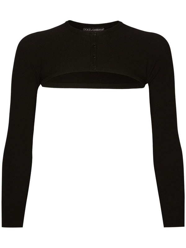 Dolce & Gabbana Cropped Button Front Cardigan For Women - Luxurious Stretch Knit Topwear