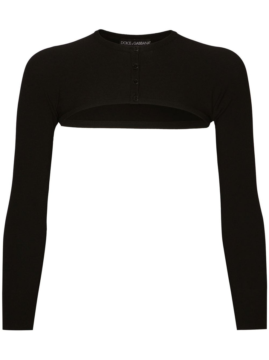 Dolce & Gabbana Cropped Button Front Cardigan For Women - Luxurious Stretch Knit Topwear