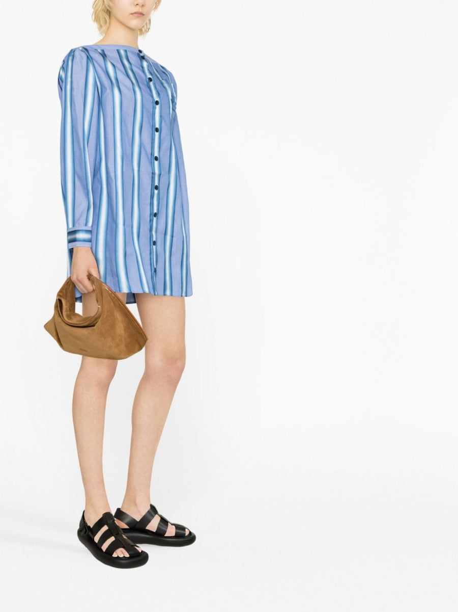 Etro Vertical Stripe Shirt Dress Off Shoulder Mini For Modern Women Resort Wear Versatility
