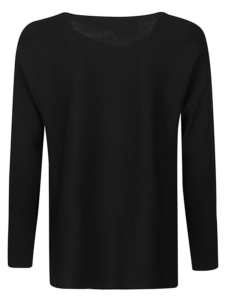 Liviana Conti Ribbed Viscose Sweater Black for Women Knit Layering Piece with Everyday Elegance and Luxury Knit Feel