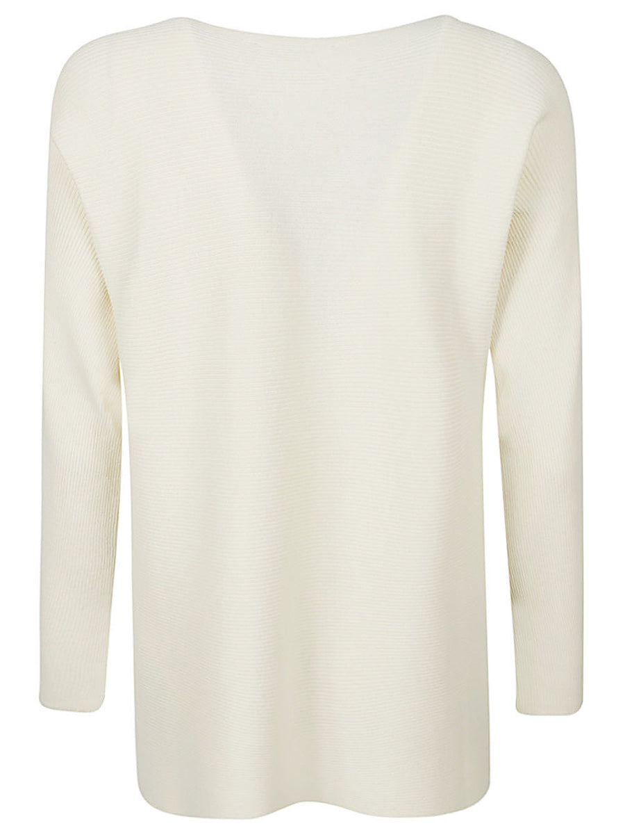 Liviana Conti Ribbed Viscose Sweater for Women Luxurious Beige Knit Versatile Wardrobe Essential