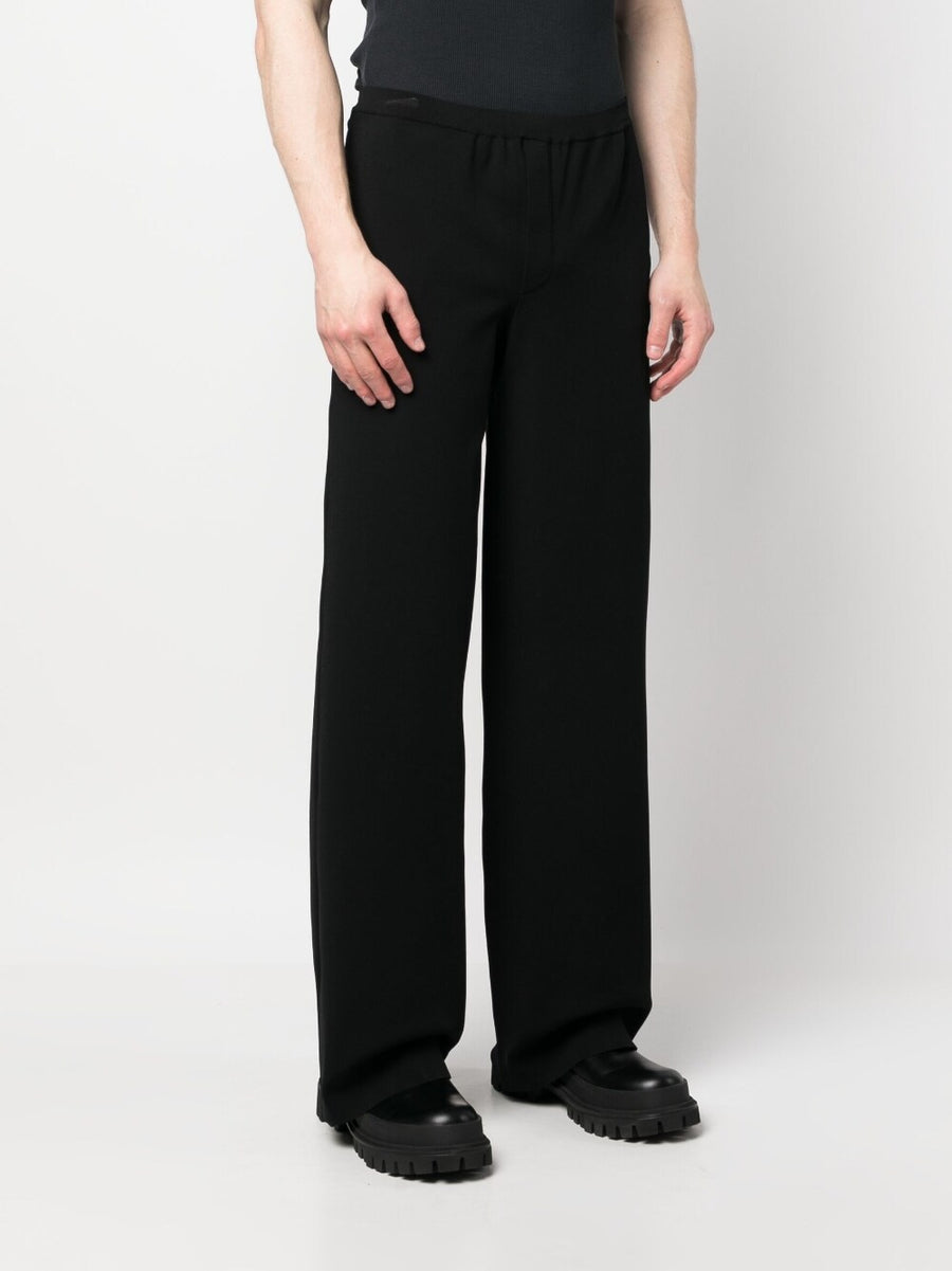 Ferragamo Men's Wide Leg Trousers Refined Modern Silhouette Mid Rise Black For Smart Casual And Dressier Looks