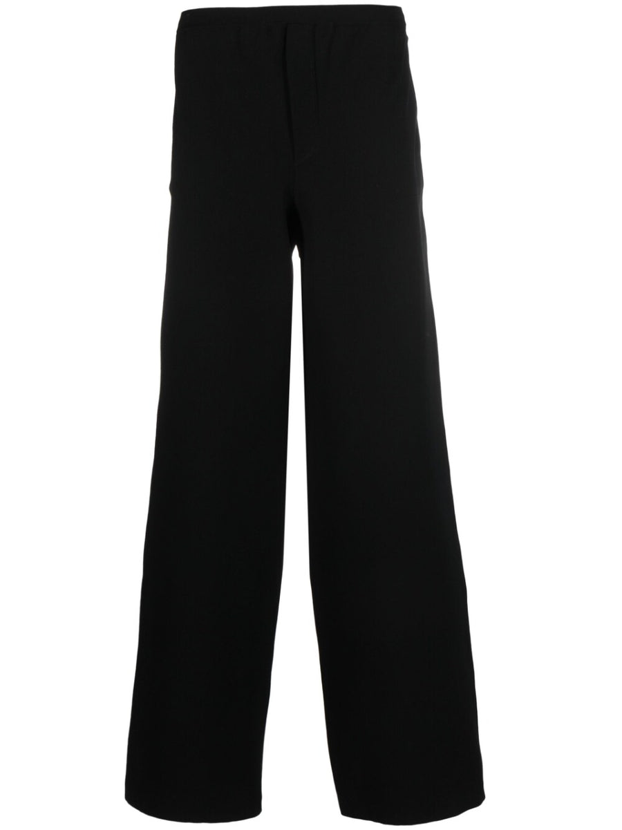 Ferragamo Men's Wide Leg Trousers Refined Modern Silhouette Mid Rise Black For Smart Casual And Dressier Looks