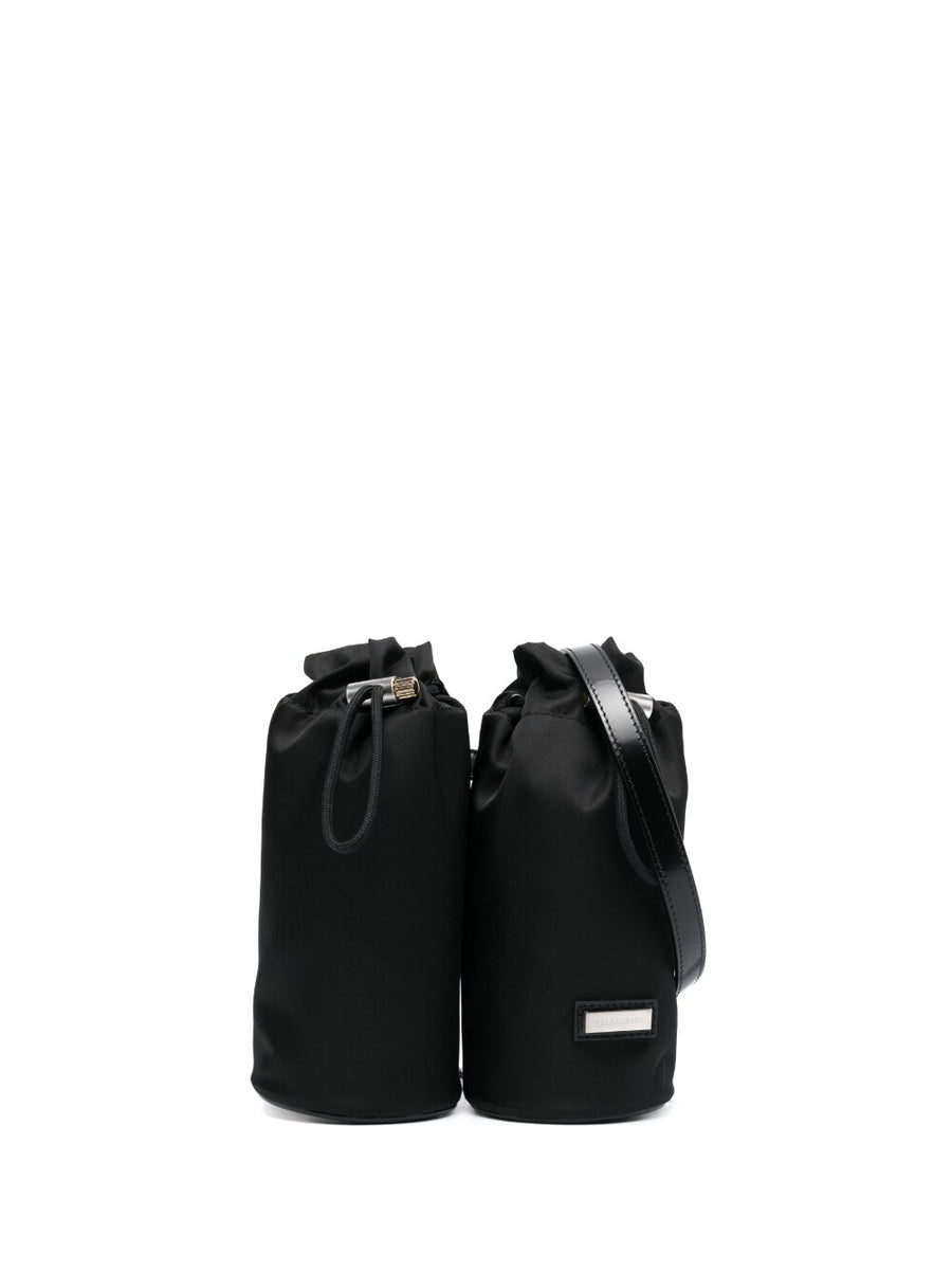 Ferragamo Double Pouch Belt Bag For Men Two Pockets Premium Calfskin And Fabric Blend Compact