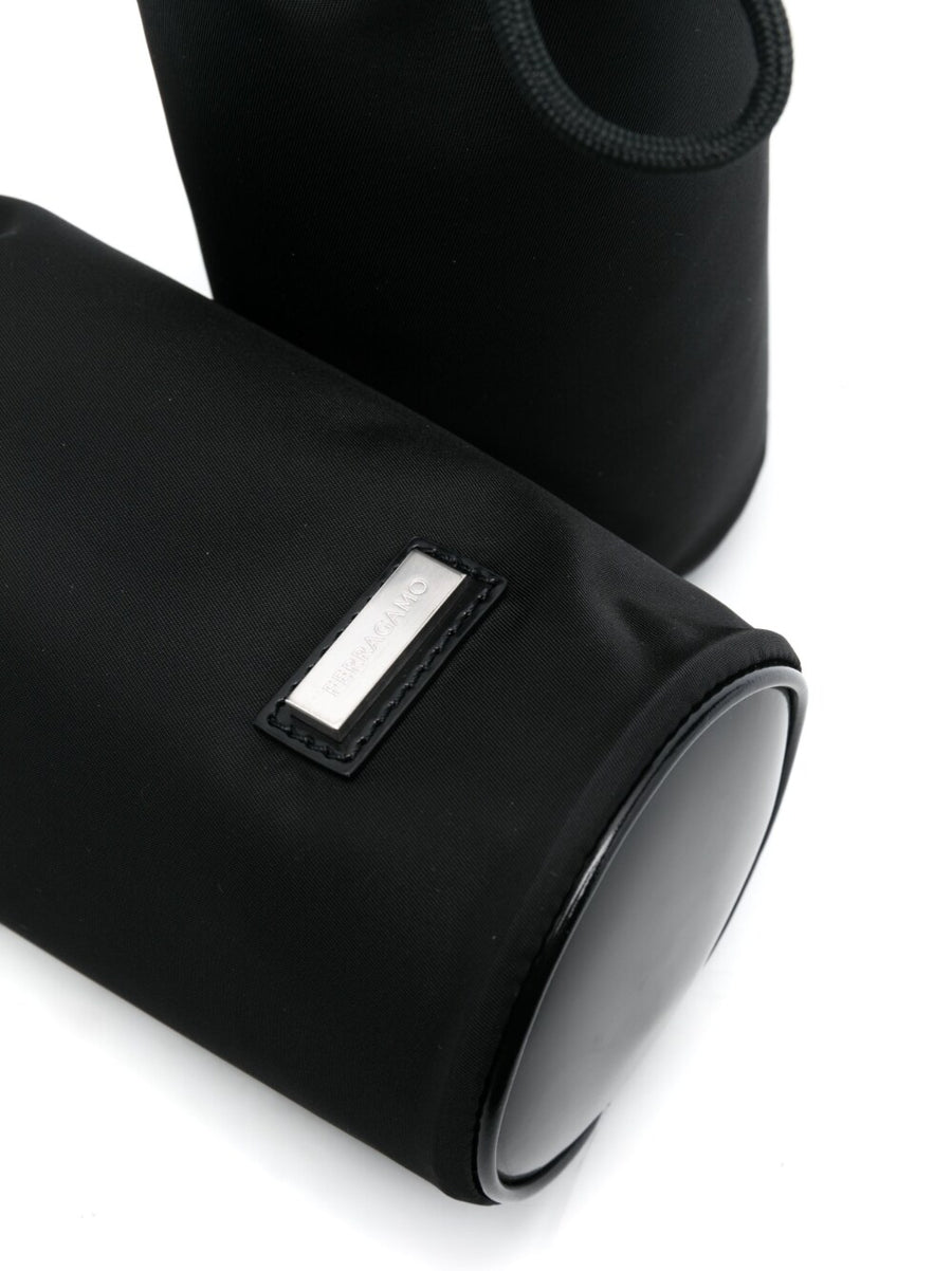 Ferragamo Double Pouch Belt Bag For Men Two Pockets Premium Calfskin And Fabric Blend Compact