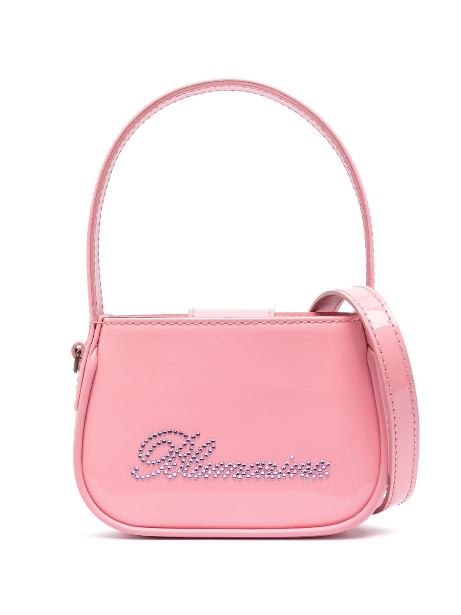 Blumarine Crystal Embellished Logo Tote Bag Rose Pink For Women Everyday Luxury Compact Size With Top Zip