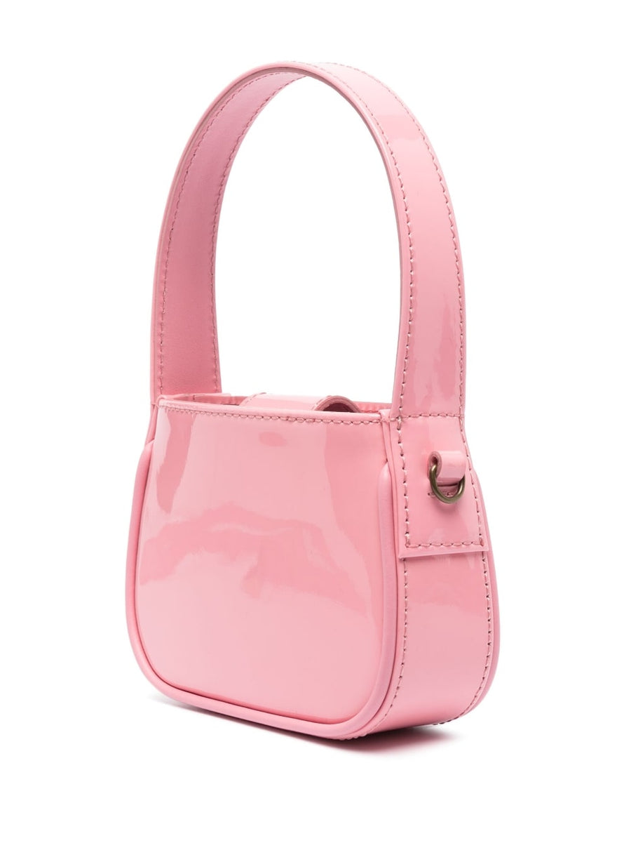 Blumarine Crystal Embellished Logo Tote Bag Rose Pink For Women Everyday Luxury Compact Size With Top Zip