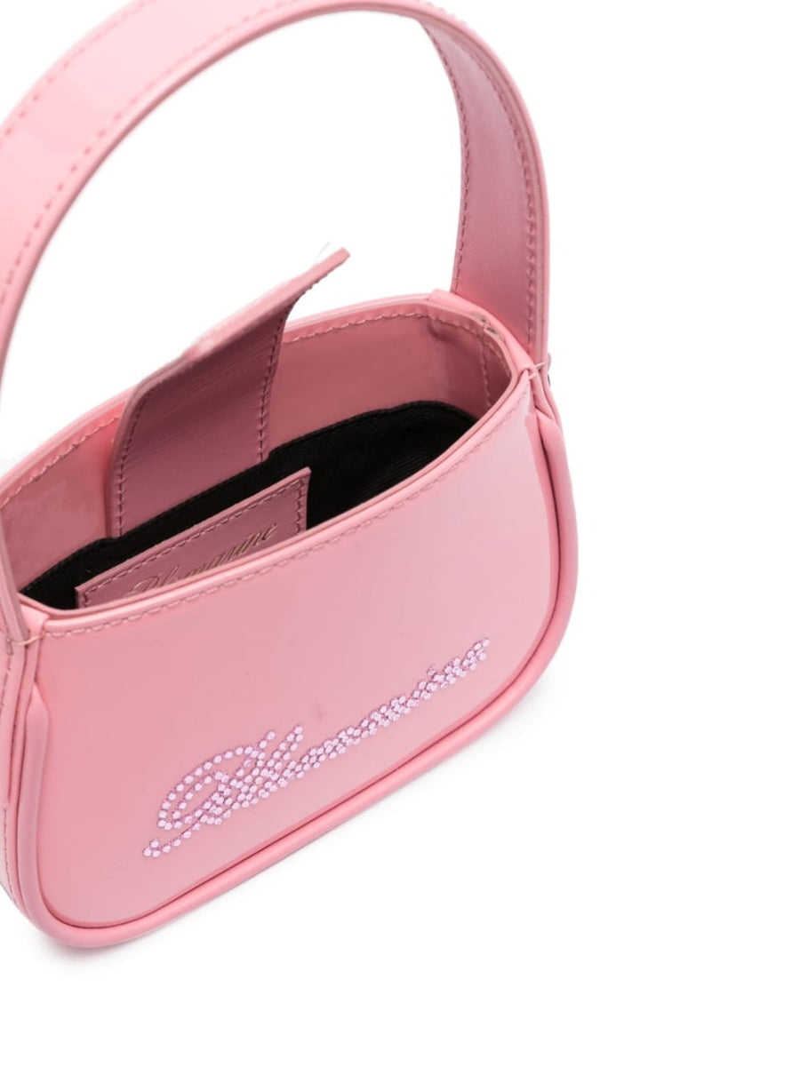 Blumarine Crystal Embellished Logo Tote Bag Rose Pink For Women Everyday Luxury Compact Size With Top Zip