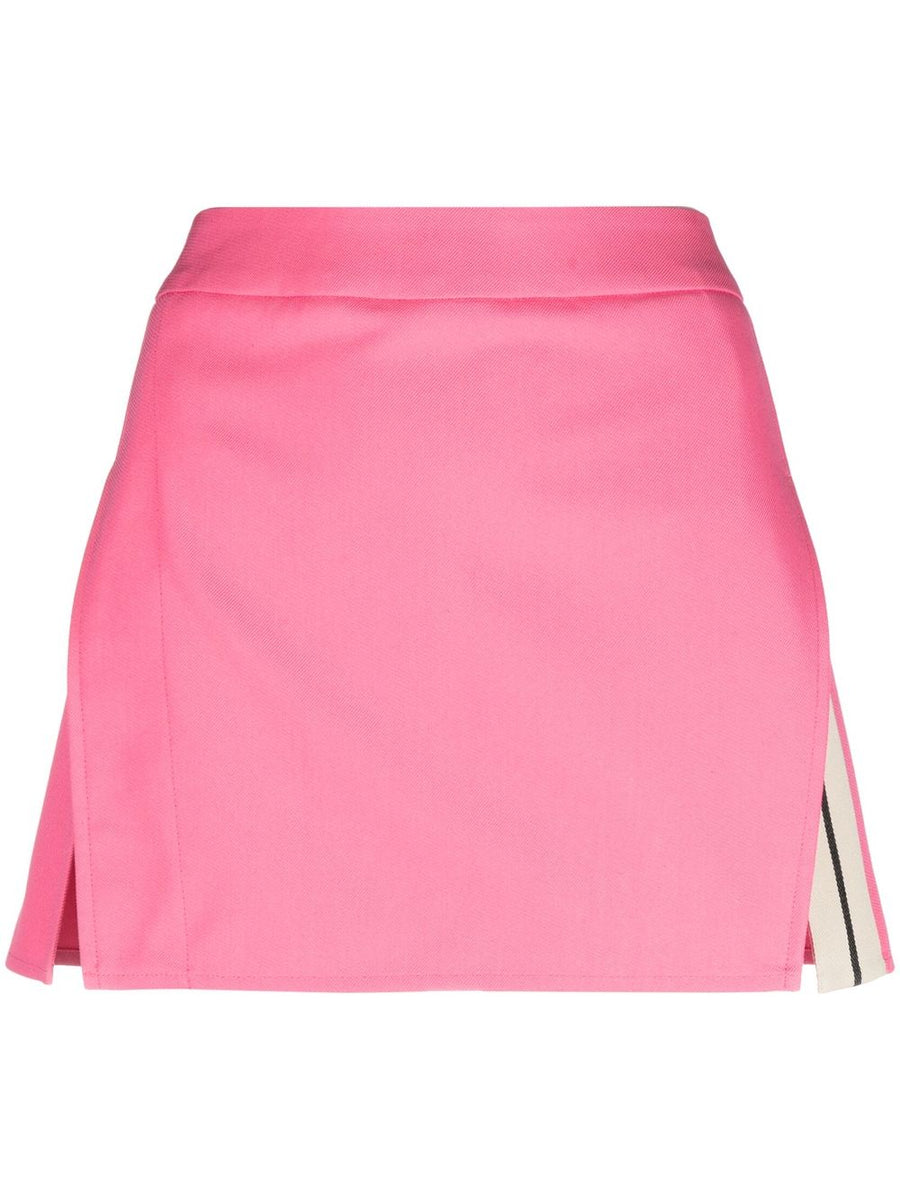 Luxurious Palm Angels Cotton Mini Skirt Flamingo Pink With Stripe Detail High Waist A Line For Women