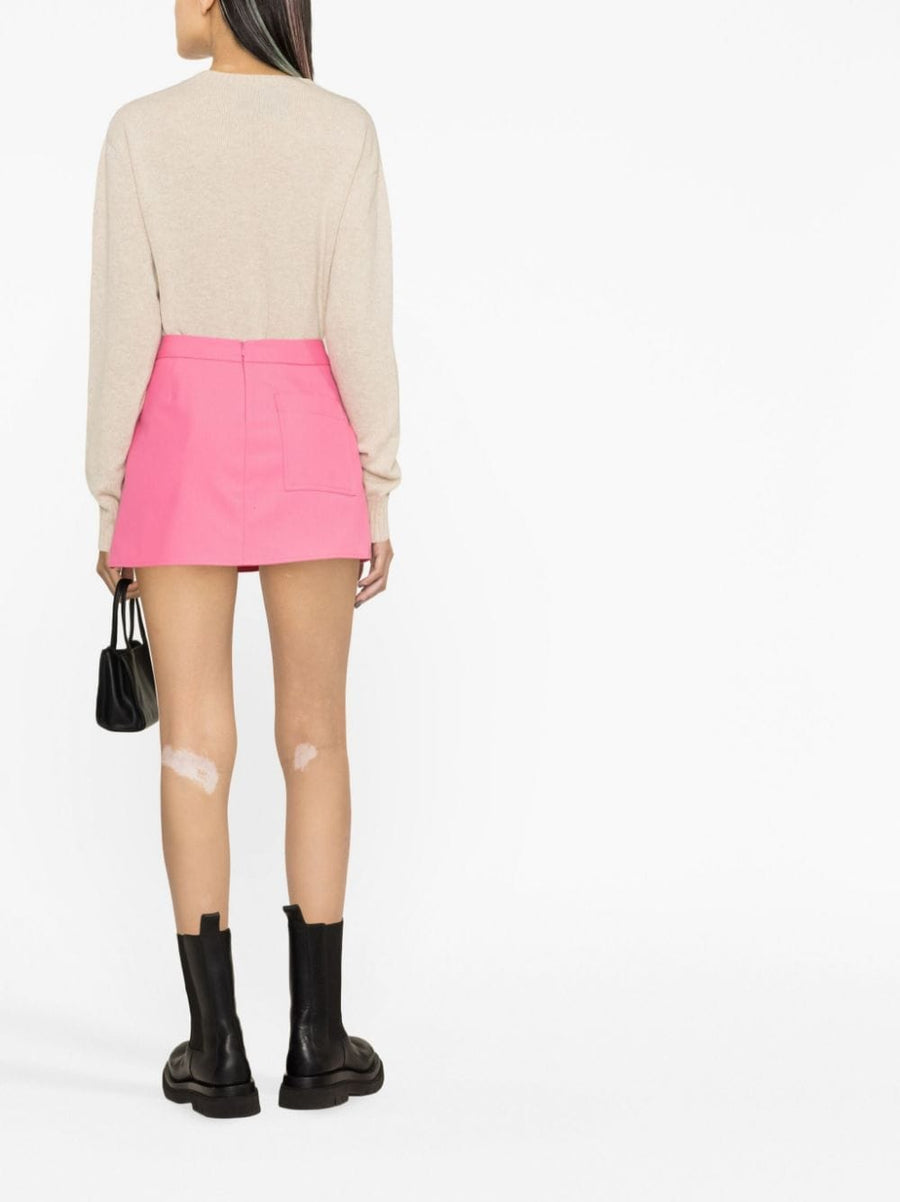 Luxurious Palm Angels Cotton Mini Skirt Flamingo Pink With Stripe Detail High Waist A Line For Women