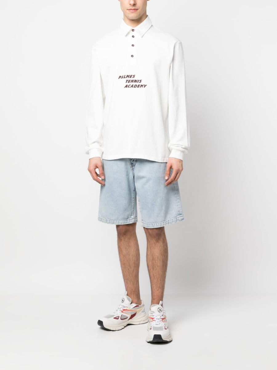 Palmes Organic Cotton Long Sleeve Shirt For Men With Front Logo Print Refined Everyday Essential