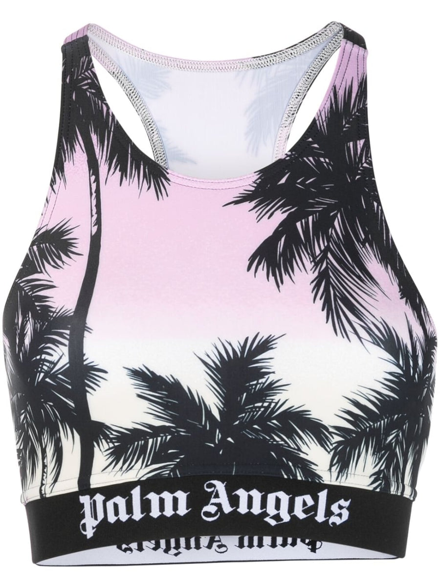 Palm Angels Pink Sunset Logo Sport Top For Women Bold Streetwear Activewear Premium Quality