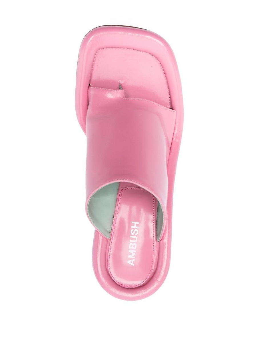 Ambush Cushion Sandals for Women Pink Calf Leather Open Toe Slip On with Cushioned Comfort