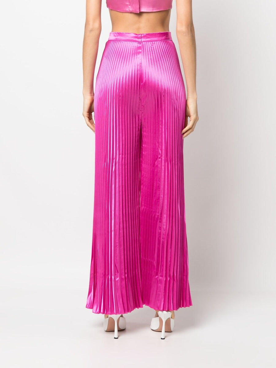 High Waisted Wide Leg Pants Fuchsia By L'Idee Woman With Pleated Detail For Modern Women Versatile Day To Night