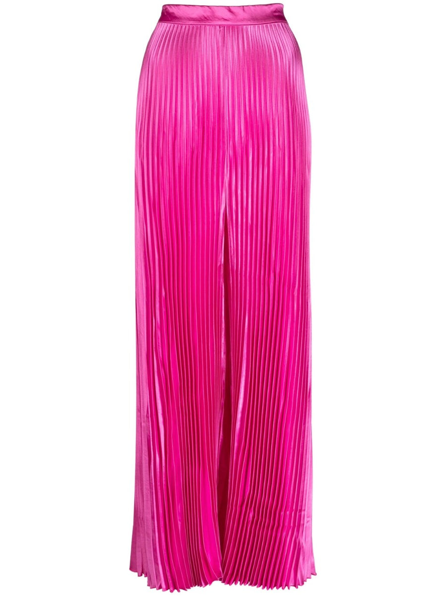 High Waisted Wide Leg Pants Fuchsia By L'Idee Woman With Pleated Detail For Modern Women Versatile Day To Night
