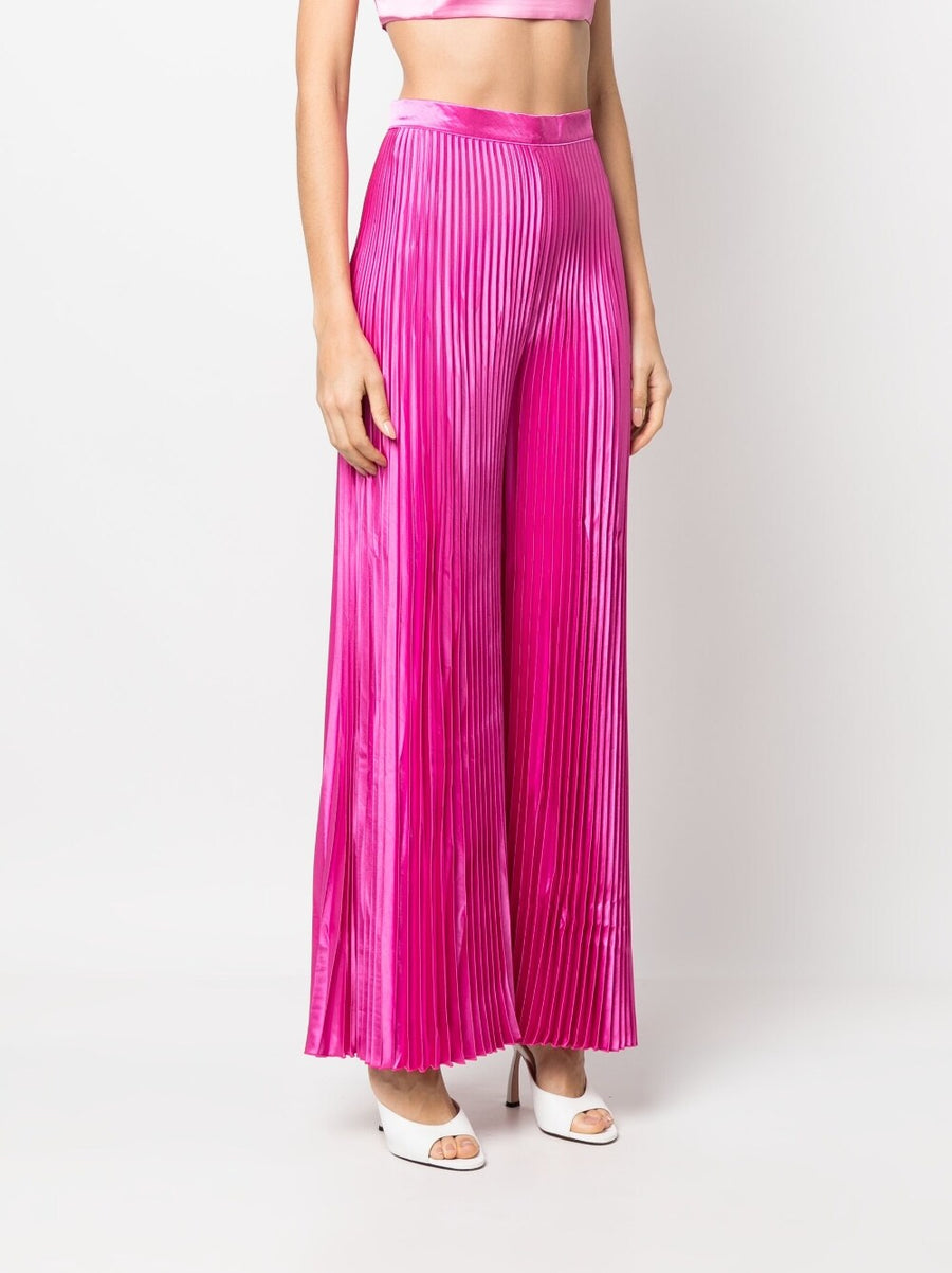 High Waisted Wide Leg Pants Fuchsia By L'Idee Woman With Pleated Detail For Modern Women Versatile Day To Night