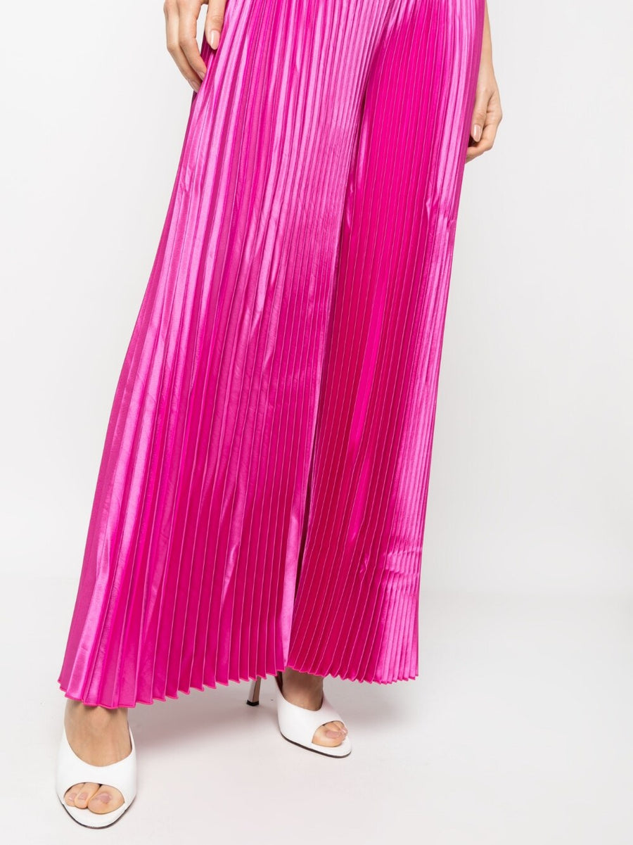 High Waisted Wide Leg Pants Fuchsia By L'Idee Woman With Pleated Detail For Modern Women Versatile Day To Night